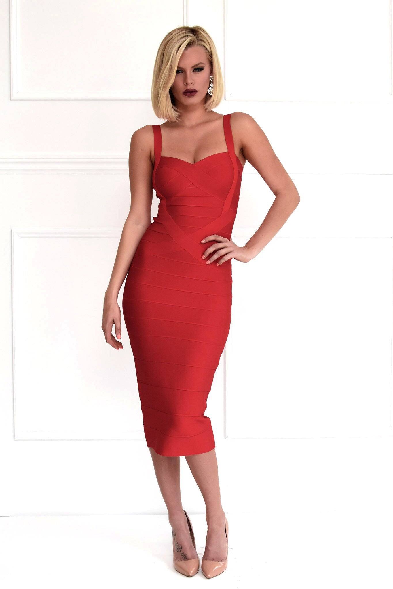 Vogue Red Bandage Dress – Blush Boutique